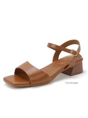 IDIFU Women's Low Block Heel Square Toe Ankle Strap Sandals 1 Inch Dress Shoes